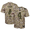 Image of Derek Carr Oakland Raiders Youth Salute to Service Game Jersey - Camo 2019