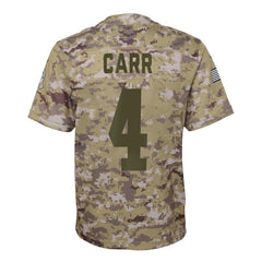 Derek Carr Oakland Raiders Youth Salute to Service Game Jersey - Camo 2019
