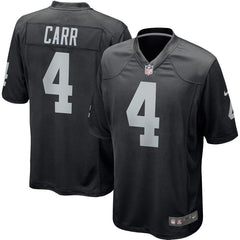 Derek Carr Oakland Raiders Youth Team Color Game Jersey - Black 2019