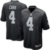 Image of Derek Carr Oakland Raiders Youth Team Color Game Jersey - Black 2019