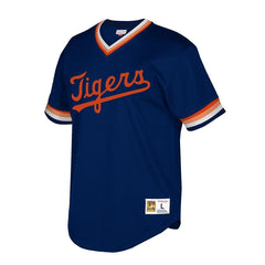 Detroit Tigers Mitchell & Ness Cooperstown Collection Mesh Wordmark V-Neck Jersey – Navy 2019