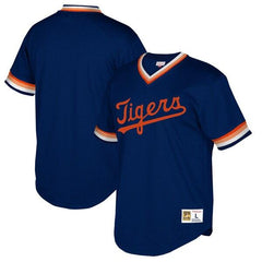 Detroit Tigers Mitchell &amp; Ness Cooperstown Collection Mesh Wordmark V-Neck Jersey – Navy 2019