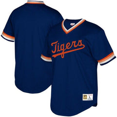 Detroit Tigers Mitchell &amp; Ness Youth Cooperstown Collection Mesh Wordmark V-Neck Jersey – Navy 2019