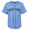 Image of Edgar Martinez Seattle Mariners Majestic Official Cool Base Player Jersey - Light Blue 2019