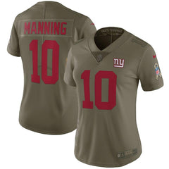 Eli Manning New York Giants Women's Salute to Service Limited Jersey - Olive 2019