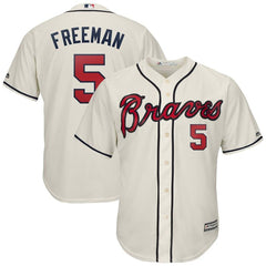 Freddie Freeman Atlanta Braves Majestic Official Cool Base Player Jersey – Cream 2019