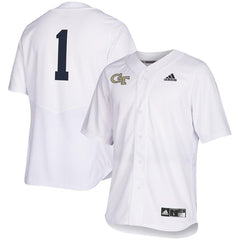 Georgia Tech Yellow Jackets  Full Button Baseball Jersey - White 2019