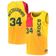 Giannis Antetokounmpo Milwaukee Bucks City Edition Swingman Jersey – Yellow 2019