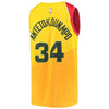Image of Giannis Antetokounmpo Milwaukee Bucks City Edition Swingman Jersey – Yellow 2019