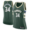 Image of Giannis Antetokounmpo Milwaukee Bucks Women's Swingman Jersey Green - Icon Edition 2019