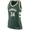 Image of Giannis Antetokounmpo Milwaukee Bucks Women's Swingman Jersey Green - Icon Edition 2019