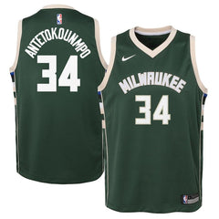 Giannis Antetokounmpo Milwaukee Bucks Youth Swingman Jersey Green - Icon Edition 2019