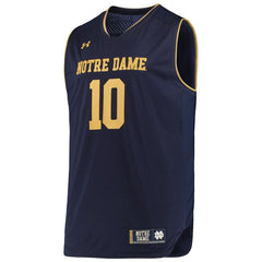 #10 Notre Dame Fighting Irish Under Armour Replica Basketball Jerseys - Navy/Gold 2019