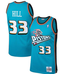 Grant Hill Detroit Pistons Mitchell &amp; Ness 1998-99 Hardwood Classics Swingman Jersey - Teal 2019