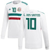 Image of Giovani dos Santos Mexico National Team Away Replica Long Sleeve Player Jersey – White/Green 2019