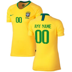 Brazil National Team Women's Home Replica Stadium Custom Jersey – Gold/Green 2019