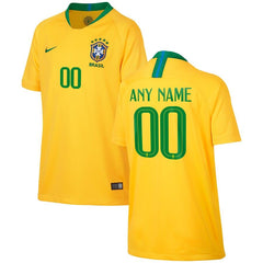 Brazil National Team Youth Home Replica Stadium Custom Jersey – Gold/Green 2019