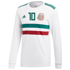 Giovani dos Santos Mexico National Team Away Replica Long Sleeve Player Jersey – White/Green 2019