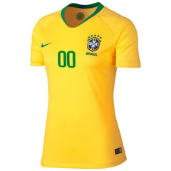 Brazil National Team Women's Home Replica Stadium Custom Jersey – Gold/Green 2019