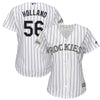 Image of Greg Holland Colorado Rockies Majestic Women's Postseason Cool Base Player Jersey – White 2019