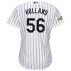 Image of Greg Holland Colorado Rockies Majestic Women's Postseason Cool Base Player Jersey – White 2019