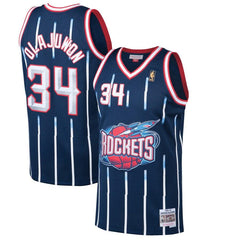 Hakeem Olajuwon Houston Rockets Mitchell &amp; Ness 1996-97 Hardwood Classics Swingman Jersey - Navy 2019
