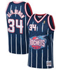 Image of Hakeem Olajuwon Houston Rockets Mitchell &amp; Ness 1996-97 Hardwood Classics Swingman Jersey - Navy 2019
