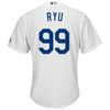 Image of Hyun-Jin Ryu Los Angeles Dodgers Majestic Home Official Cool Base Player Replica Jersey - White 2019