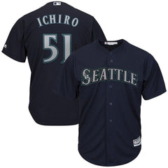 Ichiro Suzuki Seattle Mariners Majestic Official Cool Base Player Jersey – Navy 2019