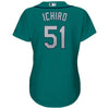 Image of Ichiro Suzuki Seattle Mariners Majestic Women's Cool Base Player Jersey - Aqua 2019