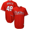 Image of Jake Arrieta Philadelphia Phillies Majestic Fashion Official Cool Base Player Jersey - Scarlet 2019
