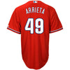 Image of Jake Arrieta Philadelphia Phillies Majestic Fashion Official Cool Base Player Jersey - Scarlet 2019