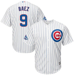 Javier Baez Chicago Cubs Majestic Home 2016 World Series Champions Team Logo Patch Player Jersey - White 2019