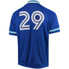 Image of Joe Carter Toronto Blue Jays Mitchell &amp; Ness Cooperstown Collection Mesh Batting Practice Quarter-Zip Jersey - Royal 2019