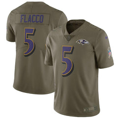 Joe Flacco Baltimore Ravens Salute to Service Limited Jersey - Olive 2019