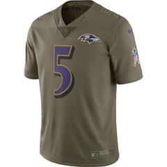 Joe Flacco Baltimore Ravens Salute to Service Limited Jersey - Olive 2019