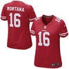 Image of Joe Montana San Francisco 49ers Women's Retired Game Jersey - Scarlet 2019