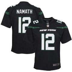 Joe Namath New York Jets Youth Retired Player Game Jersey – Stealth Black 2019
