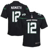 Image of Joe Namath New York Jets Youth Retired Player Game Jersey – Stealth Black 2019