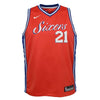 Image of Joel Embiid Philadelphia 76ers Youth Swingman Jersey Red - Statement Edition 2019