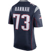 Image of John Hannah New England Patriots Retired Player Game Jersey - Navy Blue 2019