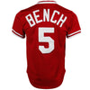 Image of Johnny Bench Cincinnati Reds Mitchell &amp; Ness 1983 Copperstown Collection Mesh Batting Practice Jersey - Red 2019