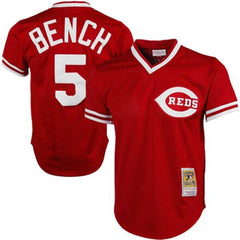 Johnny Bench Cincinnati Reds Mitchell &amp; Ness 1983 Copperstown Collection Mesh Batting Practice Jersey - Red 2019