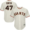 Image of Johnny Cueto San Francisco Giants Majestic Cool Base Player Jersey - Cream 2019