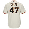 Image of Johnny Cueto San Francisco Giants Majestic Cool Base Player Jersey - Cream 2019