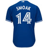 Image of Justin Smoak Toronto Blue Jays Majestic Alternate Cool Base Replica Player Jersey - Royal 2019