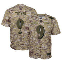 Justin Tucker Baltimore Ravens Youth Salute to Service Game Jersey - Camo 2019