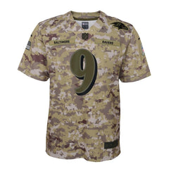 Justin Tucker Baltimore Ravens Youth Salute to Service Game Jersey - Camo 2019