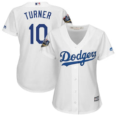 Justin Turner Los Angeles Dodgers Majestic Women's World Series Cool Base Player Jersey – White 2019