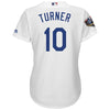 Image of Justin Turner Los Angeles Dodgers Majestic Women's World Series Cool Base Player Jersey – White 2019